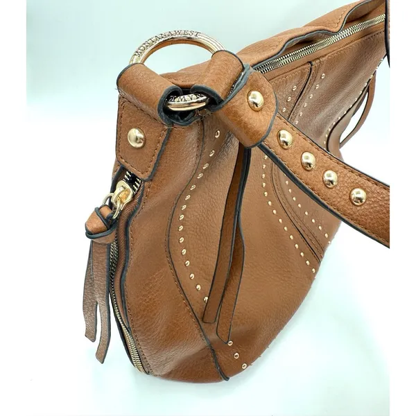 MONTANA WEST Studded Saddle Tan Leather Purse‎ Concealed Carry Handbag cognac - Image 2