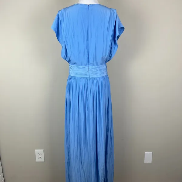 Ramy Brook Maxi Dress Womens 6‎ Blue Belted High Low Pleated Fairy Rebecca Satin - Image 6