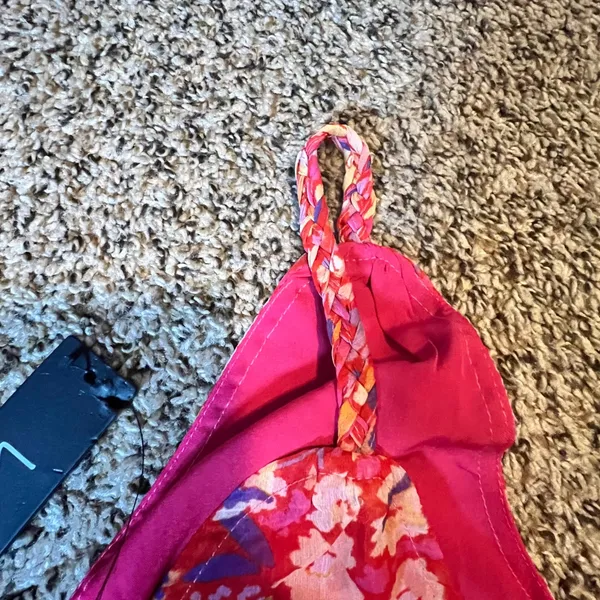 Lulus Pink Floral Surplice Bodysuit Braided Straps Small NWT Summer‎ Tropical - Image 3