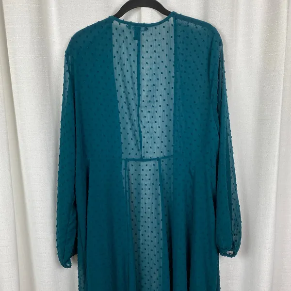 Torrid Teal Green Clip Dot Chiffon Kimono Sz.0 - Image 11
