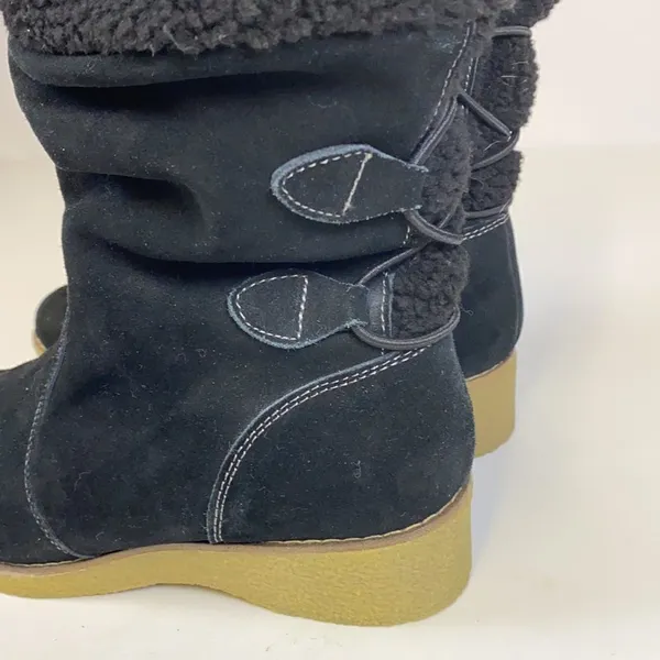 LANDS END Gray‎ Suede Sherpa Lined Boots Size 10D C1 - Image 2