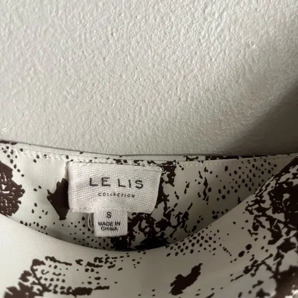 Le Lis Snake Print Satin Cowl Neck Cami Brown White Neutral Top S - Image 3