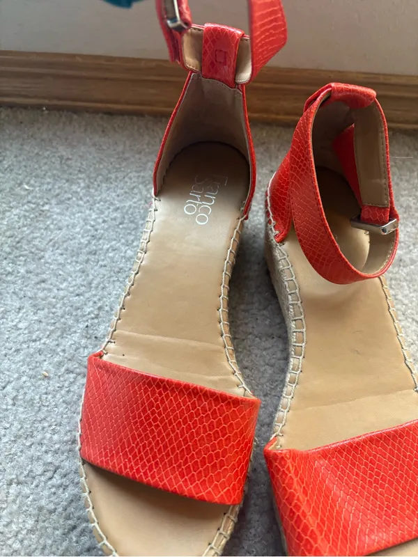 Franco Sarto Red Snake Embossed Espadrille Platform Sandals 8.5 - Image 8
