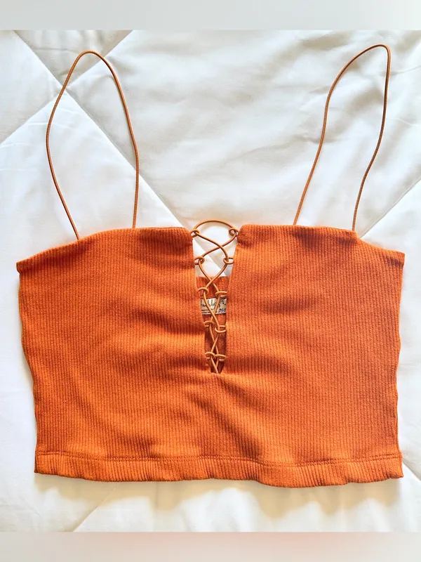 Intimately by Free People Lola Lace Up Crop Top – Copper – S - Image 2