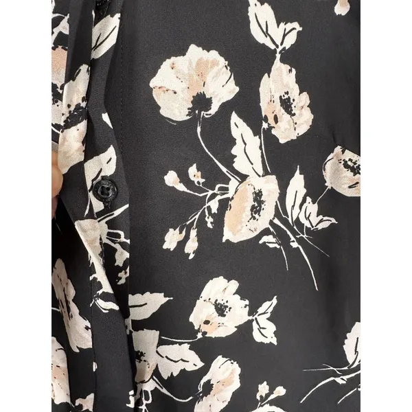 Lauren‎ Ralph Lauren Womens Small Shirt Floral Long Sleeve Ruffled Blouse Black - Image 8