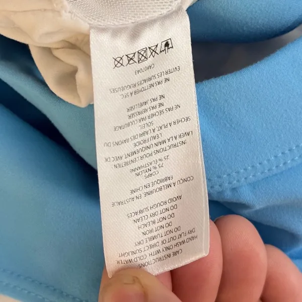 Wilo The Label Layered Activewear Sports Bra Crop Top Women Large Blue White - Image 4