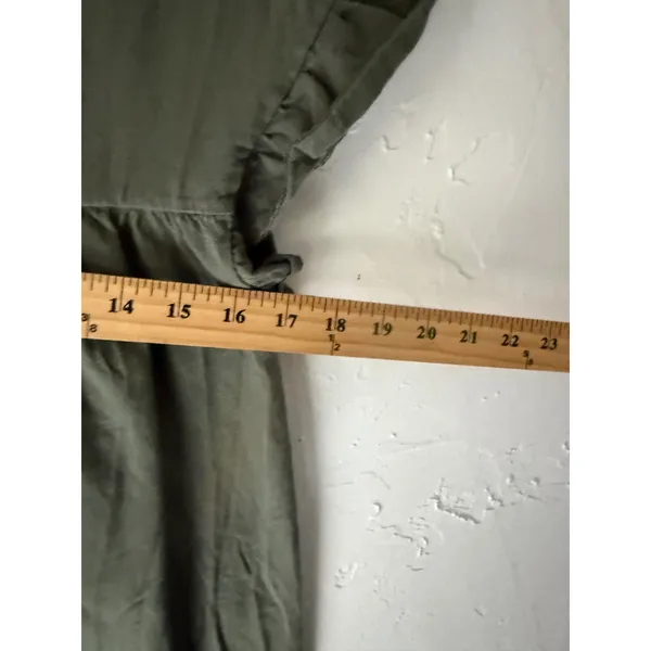 ASOS Olive Green Oversized‎ Small Top Flutter Ruffle Sleeve V Neck Babydoll - Image 3