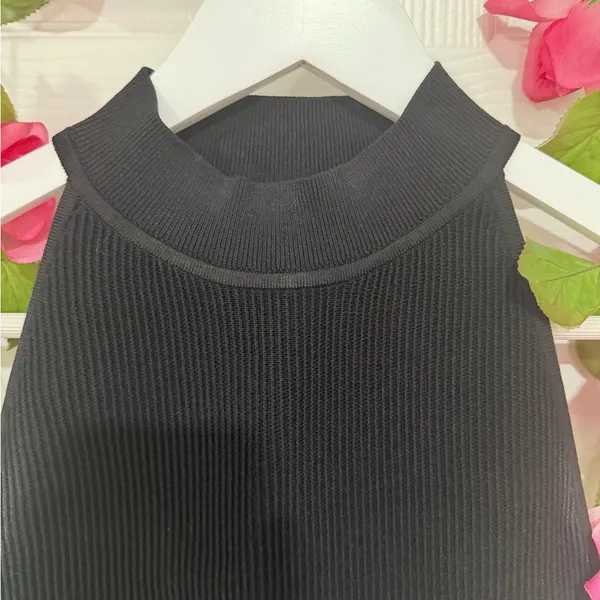 Aritzia Babaton Black Modern Minimalist Halter Sculpt Fit Ribbed Clean Girl Small Top - Image 6