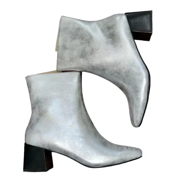 Oasis's Society Color Block Silver Black Anke Boots(Size 8.5) Silver - Image 4