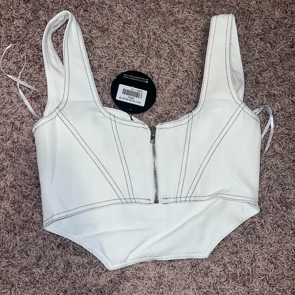 White Fox Boutique White Bustier with Zipper - Image 3