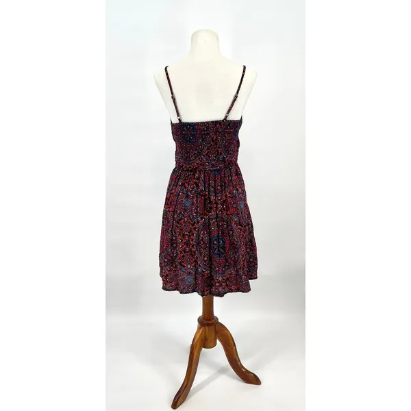 Abercrombie Spaghetti Strap Paisley Burgundy and Navy Dress Size Small‎ Y2K - Image 2