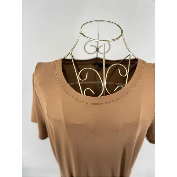 Banana Republic Modal Tie Waist Midi Dress Tan Size M Minimalist - Image 8