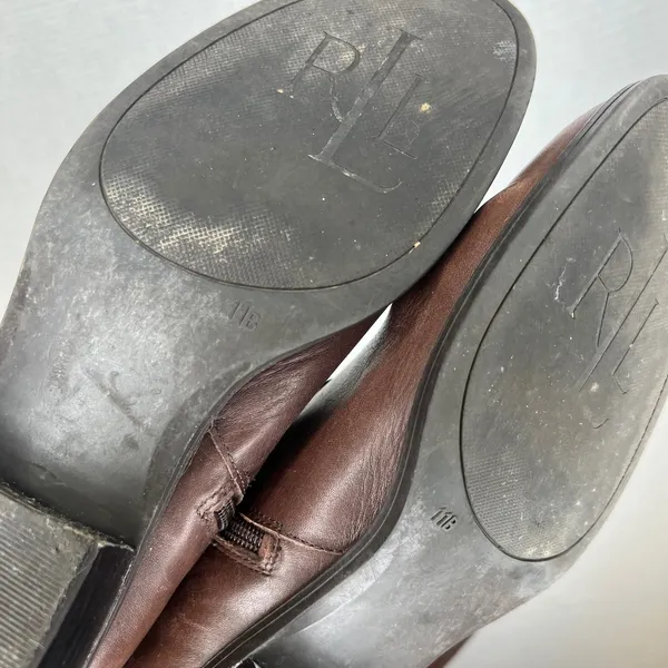 Lauren Ralph Lauren Brown Leather Riding Boots Silver Hardware Size 11B - Image 6