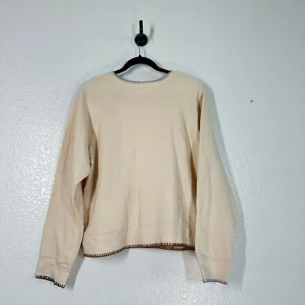 XL cream-colored Madewell Stitched Sweatshirt Top Sweater Long Cleave Pullover - Image 6