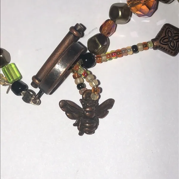 Glass Beaded Leaves AB Faceted Beads Multicolor Beaded Boho Fall Necklace - Image 7