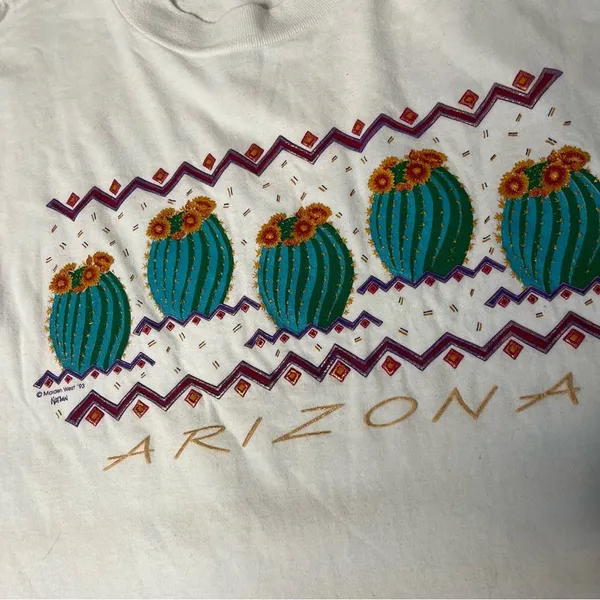 ONEIDA White Arizona T Shirt Cactus Single Stitch 1993 Size XL UNISEX - Image 6