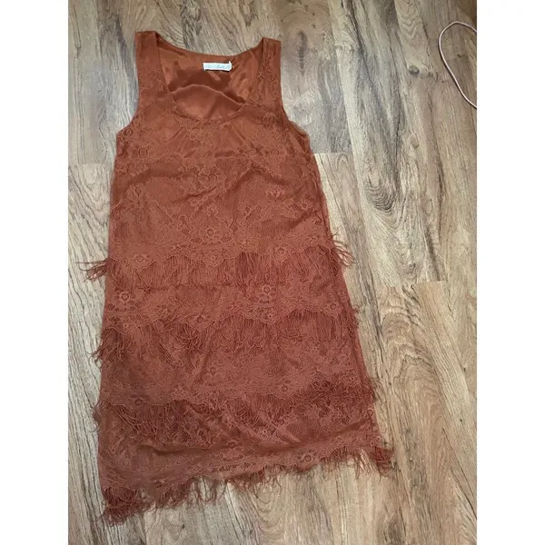 ‎Lush womens rust layered fringe dress XS - Image 16