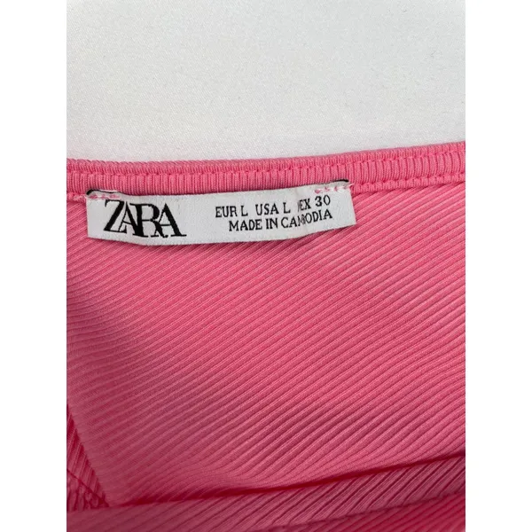Zara Women's Pink One Ruffle Shoulder/ High low Dress Size L SKU 4112 - Image 5