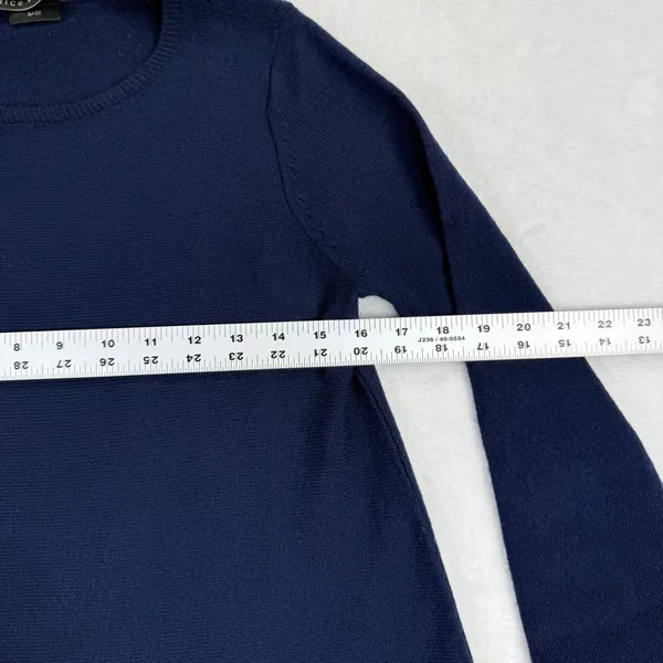 Alice + Olivia Aaron Navy Blue‎ Wool Cashmere Blend Crewneck Sweater Est small - Image 3