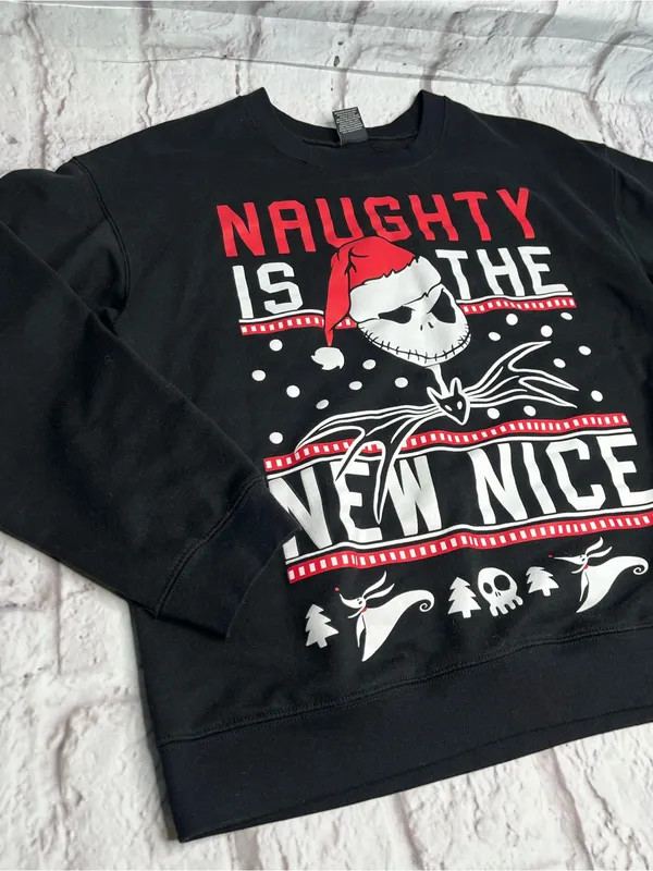 Disney Size XL Sweatshirt Nightmare Before Christmas Black Jack Skellington - Image 2