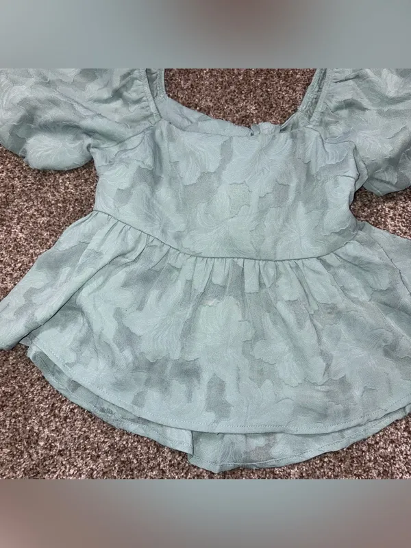Puff Sleeve Peplum Top - Image 6