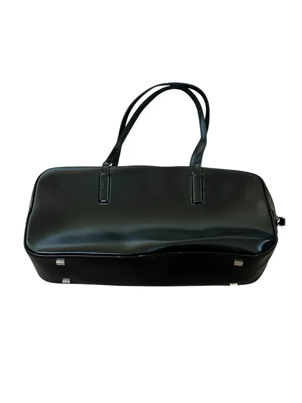Vintage Guess Black Patent Leather Structured Shoulder Bag Y2K 90s Minimalist - Image 6
