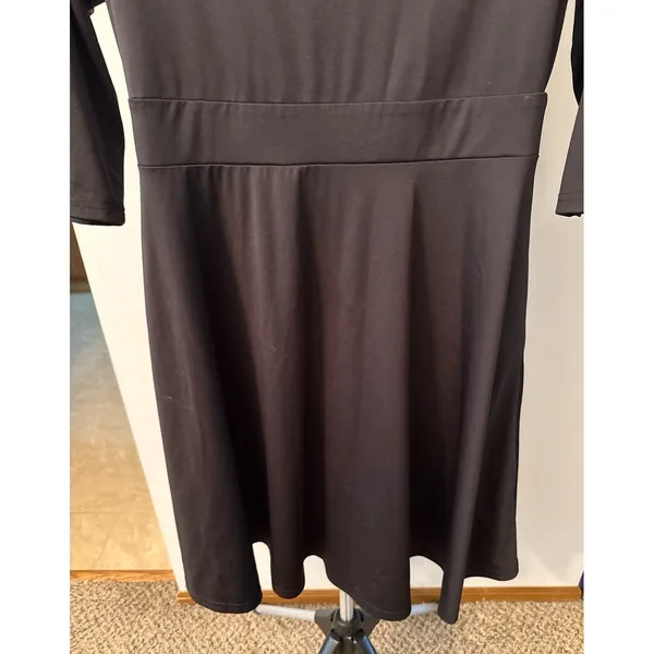 Nmoder Women's black Quarter‎ Sleeve Midi V-Neck Polyester Dress Size XL - Image 3
