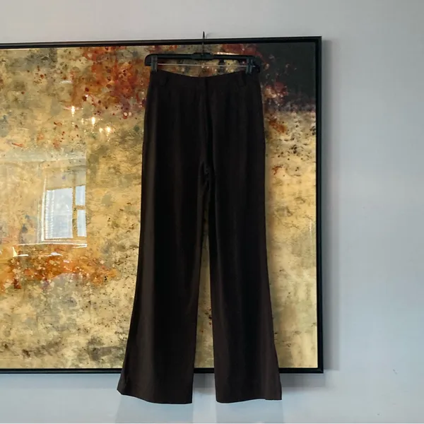 St. John Womens Brown Dress Pants with Belt Loops Sz S Retail $795 - Image 2