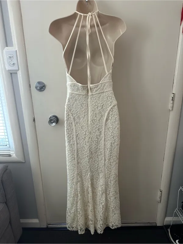 Xscape White Lace Halter Maxi Dress - Image 8