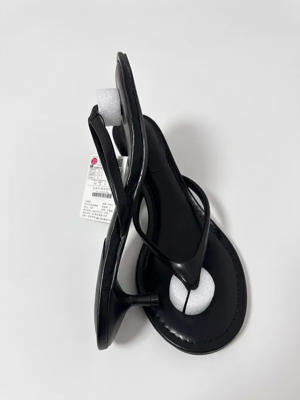 Women’s Black Thong Kitten Heel Sandals – Sleek Low Heel Flip Flop Mules - Image 3