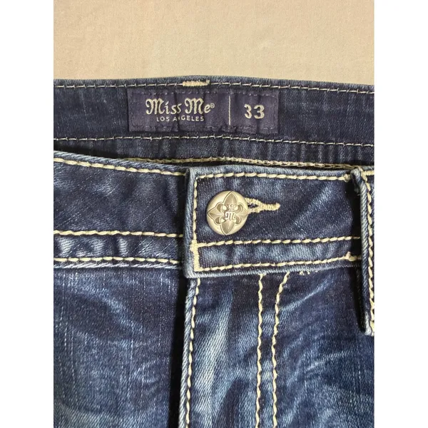 Miss Me Curvy Skinny Distressed Jeans Medium Wash Raw Hem M584B Size 33 - Image 3