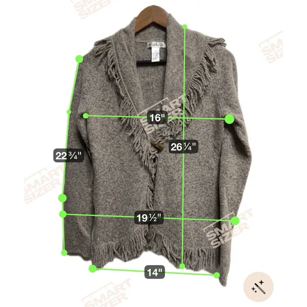 Susan Bristol Womens Medium Brown Wool Blend Fringe Trim Toggle Cardigan Sweater - Image 3