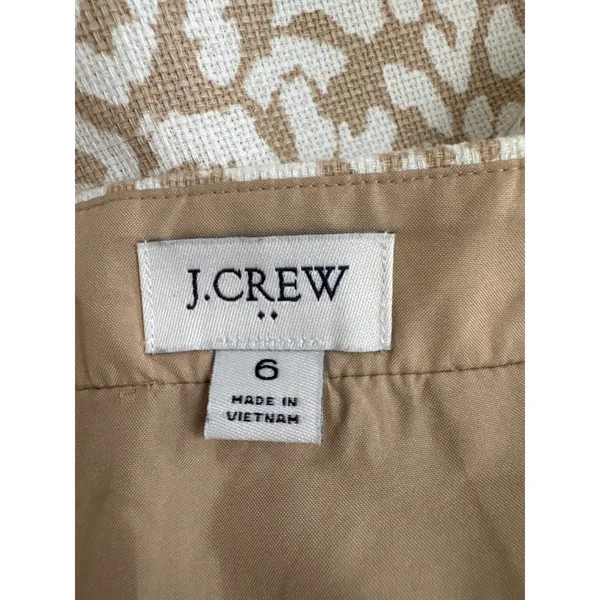 J.Crew Tan White Leopard Print Cotton Pencil Skirt Women 6 Professional Office - Image 8