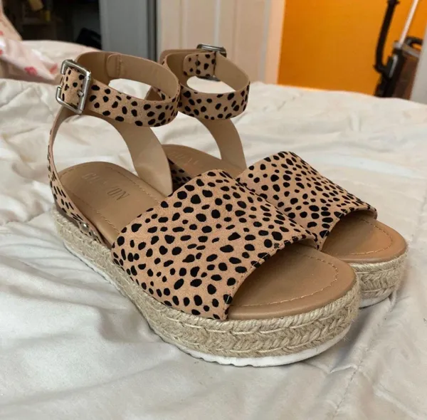Leopard cheetah print espadrille platform sandals - Image 3