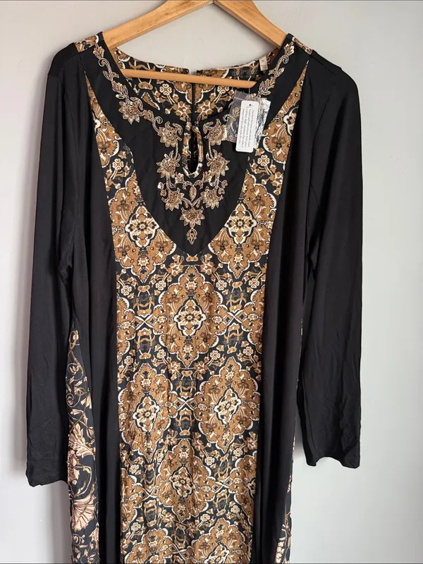 NEW Soft Surroundings Priska Maxi dress in Autumn Tile Boho Artsy XL - Image 5