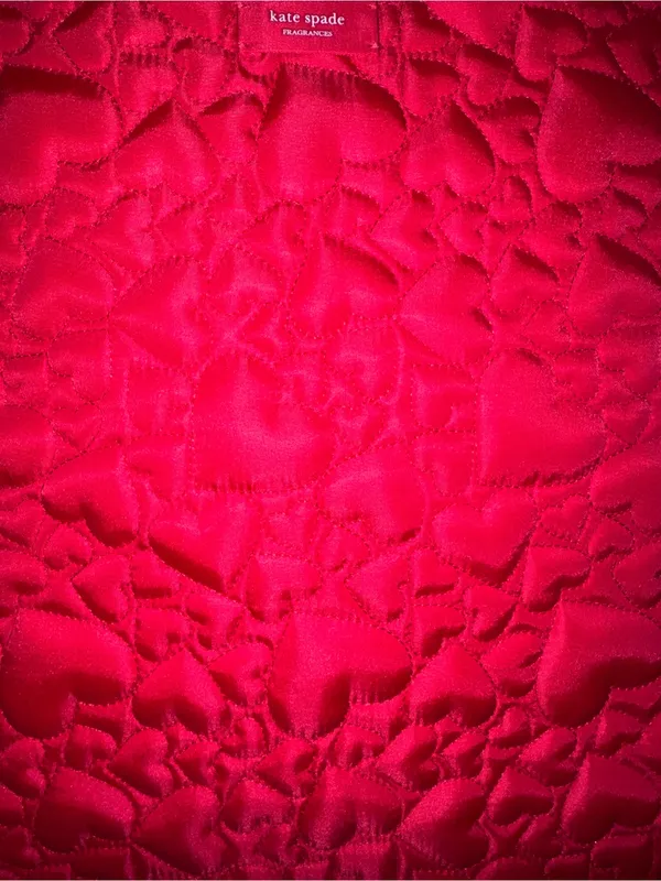 Kate Spade Fragrance Red Heart Tote Shoulder Handbag Quilted Canvas Lightweight - Image 2