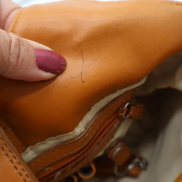 Nine West Shoulder Bag Womens Medium Tan Faux Leather Multi Pocket Satchel Good - Image 11