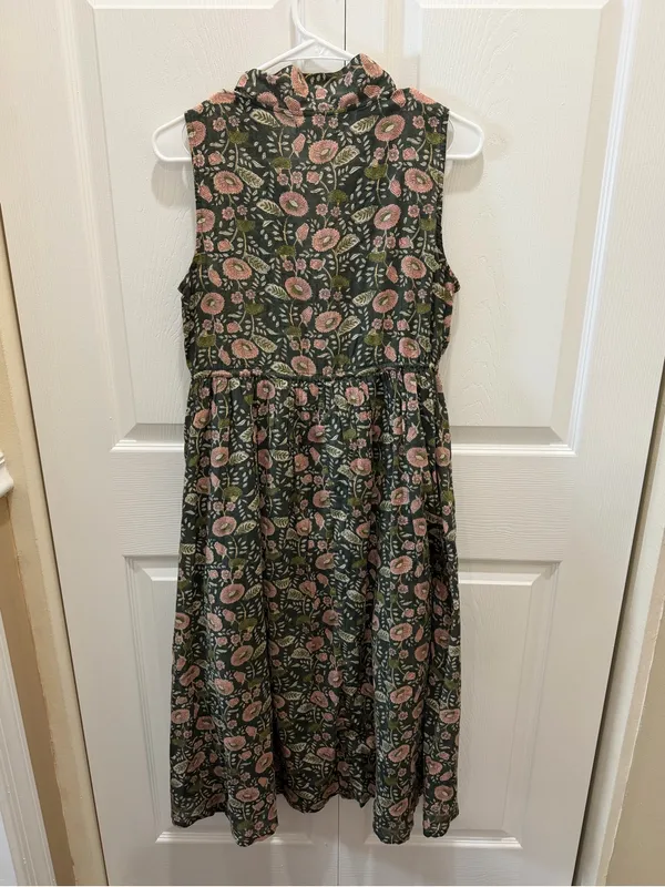 NATURAL LIFE Amelia Cotton Shirt Dress Green Floral Vines Small NWT - Image 10