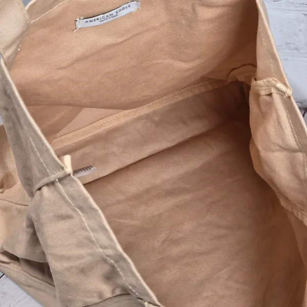 American Eagle Canvas‎ Tote Bag Follow The Music Van Surfboard Graphic Beige - Image 8