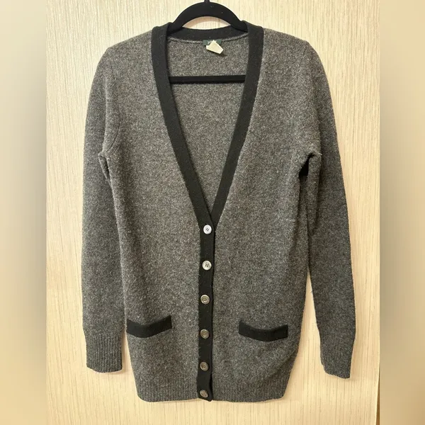 J.Crew Sweater Women S Cardigan‎ Open Front Long Line Knit Lambs Wool - Image 2