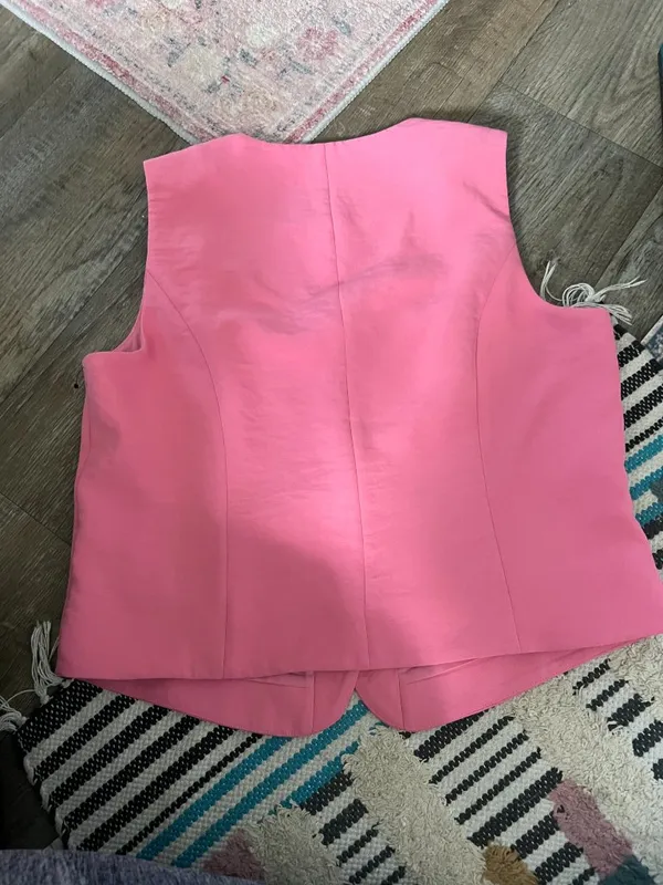 Abercrombie‎ & Fitch pink button-down vest size L - Image 9