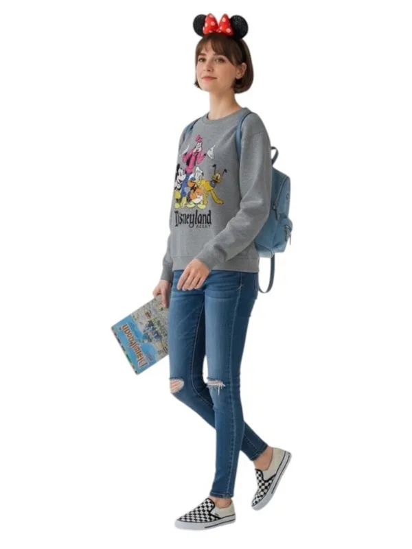 Disney Vintage 07 Disneyland Gray Crewneck Sweatshirt Mickey Mouse Donald Duck Goofy - Image 3