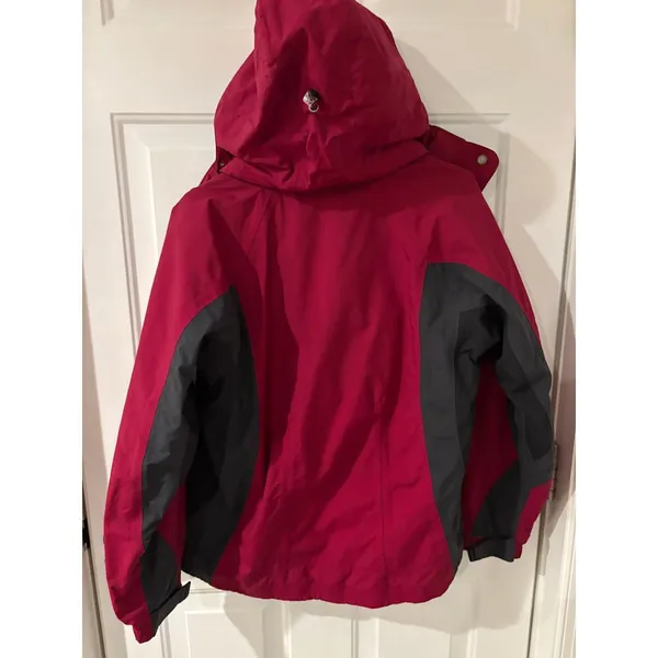 LL Bean Women's Pink‎ Black Coat Medium Hooded Windbreaker Raincoat - Image 7