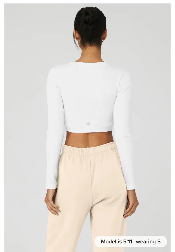 Alo Seamless Ribbed Cropped Serene Long Sleeve - Image 2
