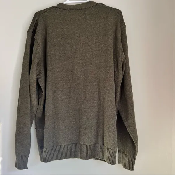 Oscar de la Renta Olive Green 90s Grandpa Button Front Cardigan Size XXL - Image 6
