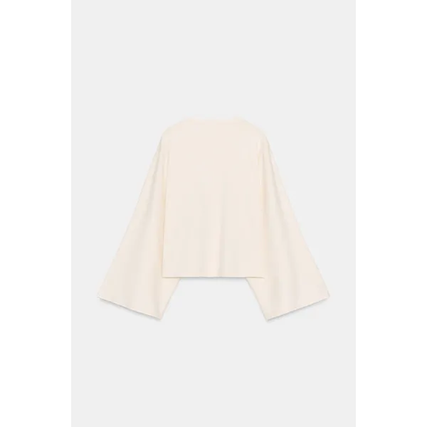 NWT Zara Cape Sleeve Cotton Shirt Size Medium Cream Beau Embroidered 4424/151 - Image 3