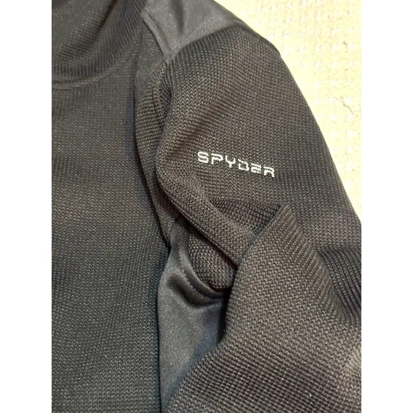 Spyder Black Textured Knit Full Zip Hooded Jacket Small Petite - Image 6
