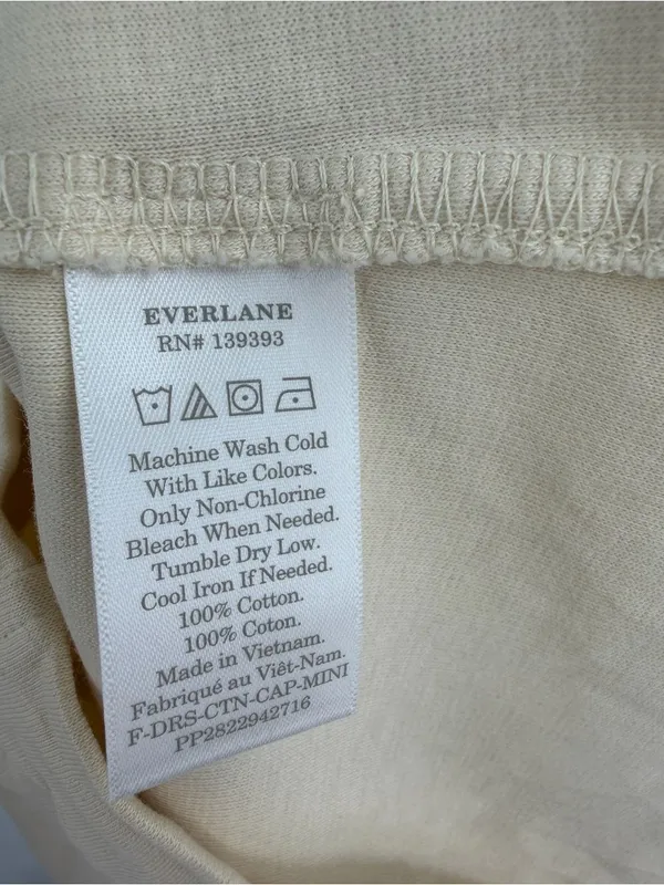 Everlane 90’s scoop neck cotton cream mini dress women’s S nautical minimalist - Image 3