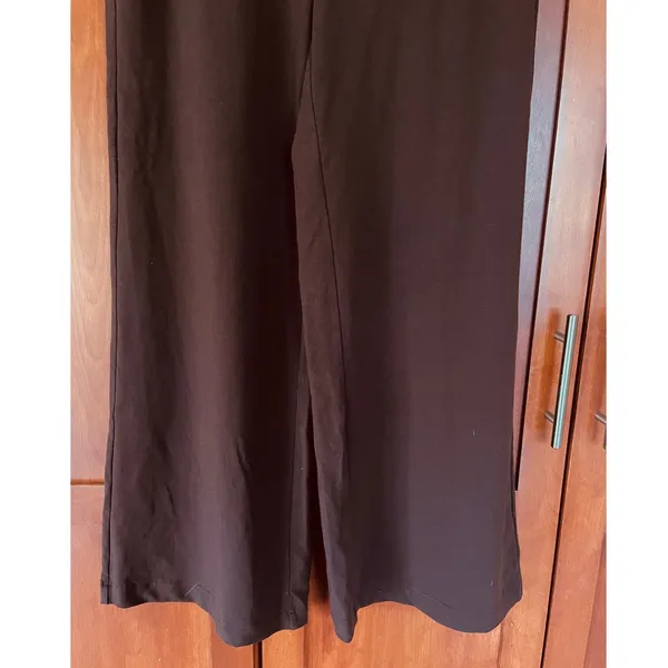 OGL Pants Lyocell Wool Mid Rise Wide Leg Pull-on Pockets Brown Size Medium NEW - Image 4