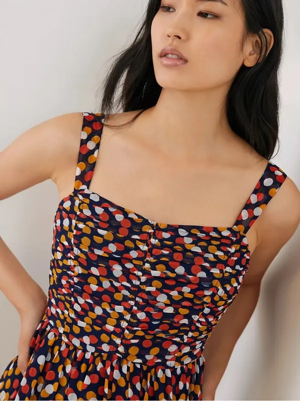 Anthropologie Maeve Sweetheart Maxi Dress Pockets Brown Red Polka Dot Size‎ 0 - Image 3